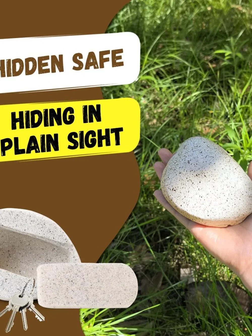 BarGifts Fake Rock Key Hider Safe for Outdoor Garden or Yard, Large Size Fake St